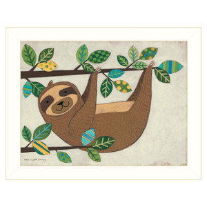 Hanging Sloth I 2 White Framed Print Wall Art - 606114056799