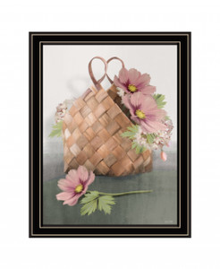 Farmhouse Daisy Basket 1 Black Framed Print Wall Art - 606114061380