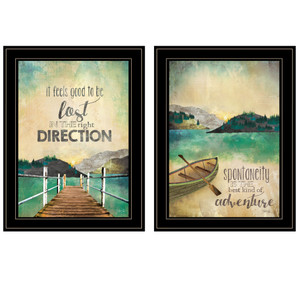 Set Of Two Right Direction Or Adventure 2 Black Framed Print Wall Art - 606114680307