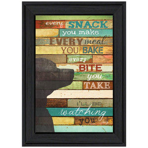 Colorful Dog Watching You Snack Black Framed Print Wall Art - 606114068723