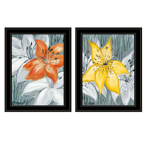 Set Of Two Tiger Lilies 2 Black Framed Print Wall Art - 606114043270