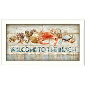 Welcome To The Beach White Framed Print Wall Art - 606114041504