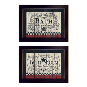 Set Of Two Hot Bath 2 Black Framed Print Wall Art - 606114042907