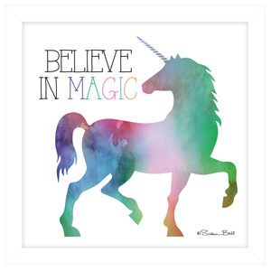 Believe In Magic Unicorn White Framed Print Wall Art - 606114160007