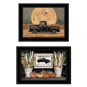 Set Of Two Harvest Moon 2 Black Framed Print Wall Art - 606114047186