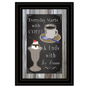 Everyday Starts With Coffee Chalkboard Framed 2 Black Framed Print Wall Art - 606114070641