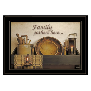 Family Gather Here 3 Black Framed Print Wall Art - 606114070924