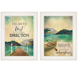 Set Of Two Right Direction Or Adventure 1 White Framed Print Wall Art - 606114680291