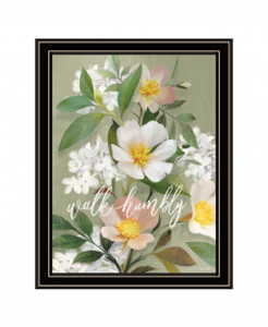 Walk Humbly Floral 1 Black Framed Print Wall Art - 606114061403
