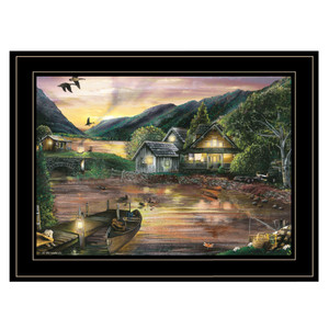 Lakefront Camping II 3 Black Framed Print Wall Art - 606114046165