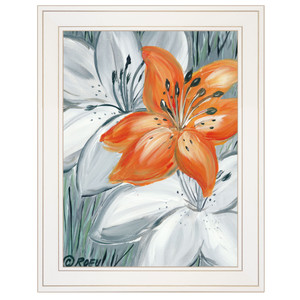 Tiger Lily In Orange 1 White Framed Print Wall Art - 606114042075