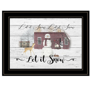 Let It Snow 3 Black Framed Print Wall Art - 606114044741