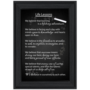 Black and White Life Lessons Black Framed Print Wall Art - 606114068815