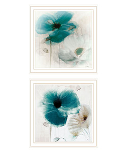Set Of Two Poppy 2 White Framed Print Wall Art - 606114054665