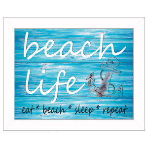 Beach Life 3 White Framed Print Wall Art - 606114161189