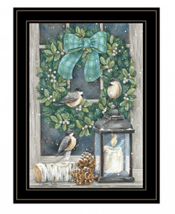 Winter Wreath 2 Black Framed Print Wall Art - 606114047551