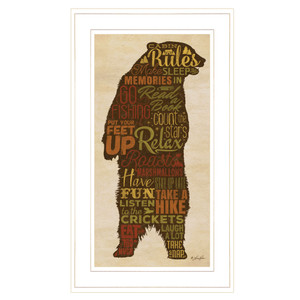 Cabin Rules 3 White Framed Print Wall Art - 606114044413