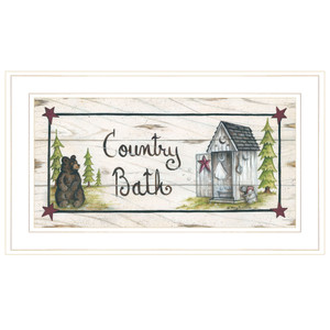 Country Bath 1 White Framed Print Bathroom Wall Art - 606114158981