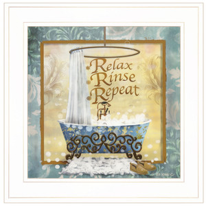 Relax Rinse Repeat 1 White Framed Print Wall Art - 606114045977