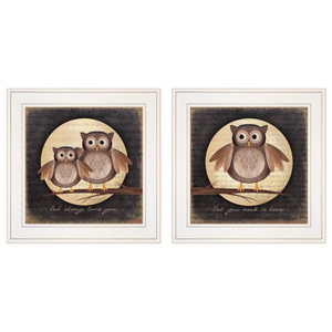 Set Of Two Owl Always Love And Need You 1 White Framed Print Wall Art - 606114680284