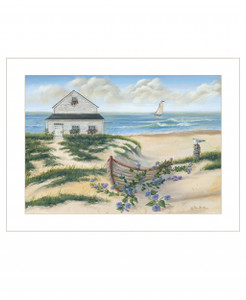 Beach Cottage II 1 White Framed Print Wall Art - 606114050384