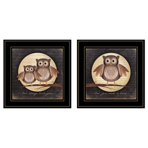 Set Of Two Owl Always Love And Need You 2 Black Framed Print Wall Art - 606114043225