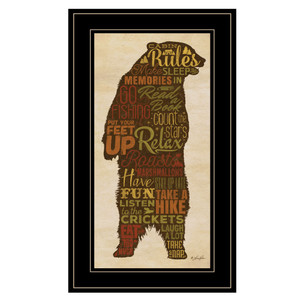 Cabin Rules 5 Black Framed Print Wall Art - 606114044437