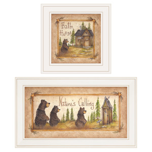 Set Of Two Natures Or Bath 1 White Framed Print Wall Art - 606114043201