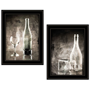 Set Of Two Moody Gray Glassware Still Life 3 Black Framed Print Kitchen Wall Art - 606114681106