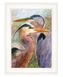 Blue Heron Duet 1 White Framed Print Wall Art - 606114053569