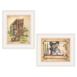 Set Of Two Bear Or Still Waiting 1 White Framed Print Wall Art - 606114679592