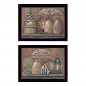 Set Of Two Americana Country Love Sentiment 3 Black Framed Print Wall Art - 606114073444