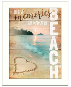 Beach Memories 3 White Framed Print Wall Art - 606114074601