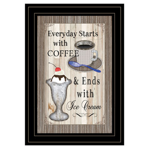 Everyday Starts With Coffee 2 Black Framed Print Wall Art - 606114070696