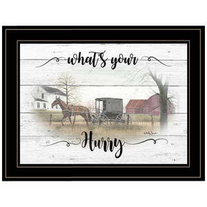 Whats Your Hurry Amish Buggy Black Framed Print Wall Art - 606114068372
