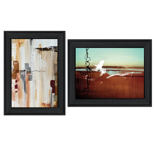 Set Of Two Abstract Flight 2 Black Framed Print Wall Art - 606114680413