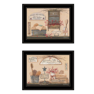 Set Of Two Wash Room Black Two Rim Framed Print Bathroom Wall Art - 606114071556