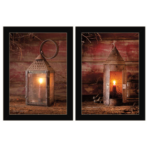 Set Of Two Innkeepers Lantern 3 Black Framed Print Wall Art - 606114682233