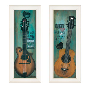 Set Of Two Tune My Heart And I Will Sing 1 White Framed Print Wall Art - 606114043614