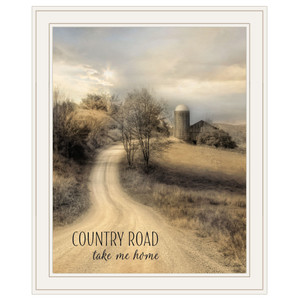 Country Road Take Me 1 White Framed Print Wall Art - 606114158196