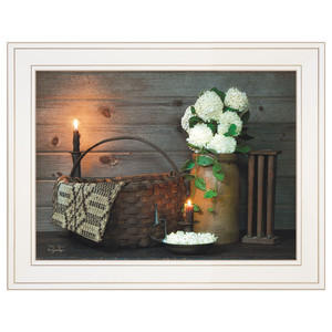 White Flowers 1 White Framed Print Wall Art - 606114036388