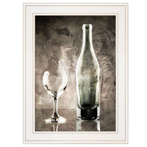 Moody Gray Wine Glass Still Life 1 White Framed Print Wall Art - 606114036234