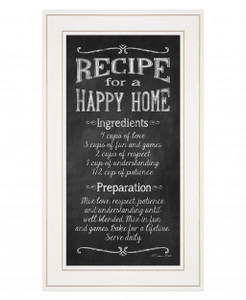 Recipe For A Happy Home 1 White Framed Print Wall Art - 606114056263