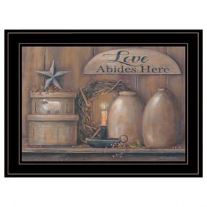 Love Abides Here Shelf 3 Black Framed Print Wall Art - 606114045380