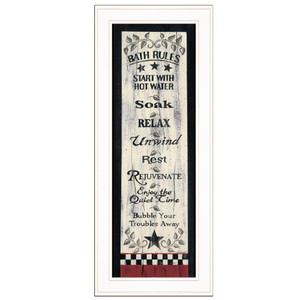 Bath Rules 4 White Framed Print Wall Art - 606114044017