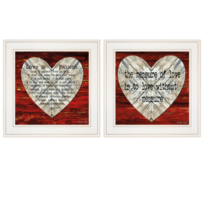 Set Of Two Love Without Measure White Framed Print Wall Art - 606114067955