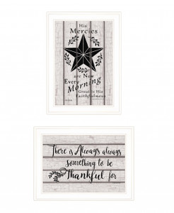 Set Of Two His Mercies And Thankful 1 White Framed Print Wall Art - 606114054405