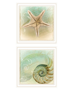 Set Of Two The Sea I And Sea II 2 White Framed Print Wall Art - 606114054542