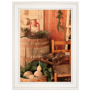 Vintage Ice Skates on the Porch White Framed Print Wall Art - 606114020516