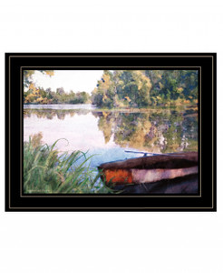 Rowboat Pond Landscape 3 Black Framed Print Wall Art - 606114050322